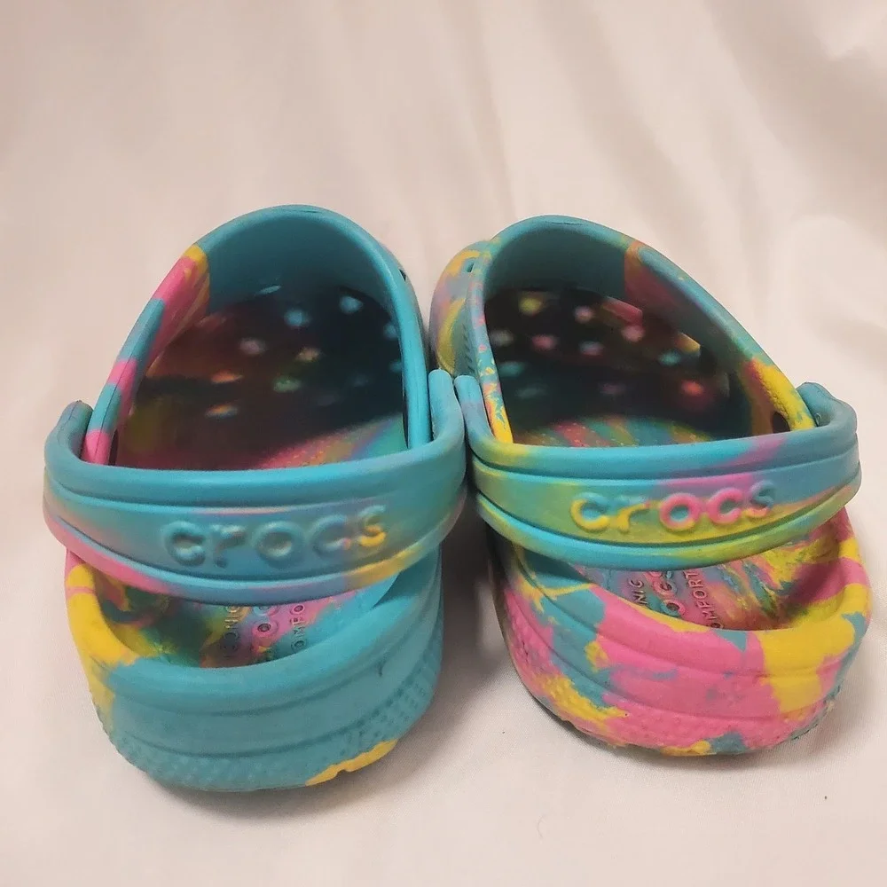 Crocs Classic Marbled Clog Kids Tie-Dye Multi Slip-On Shoes Size C 12